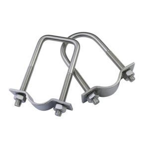 Single Pipe Clamp U Bolts with Nuts and Curved Plate Galvanized Steel Stainless Steel