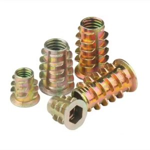 Custom Self Tapping Threaded Inserts for Wood, M10 x 25 Hex Drive Head Zinc Alloy Threaded Inserts