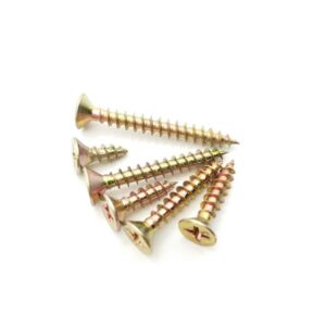 High Quality Wood Furniture and Cabinet Making Chipboard Screws Self-Tapping Coarse Thread Yellow Zinc Plated Finish