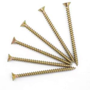 High Quality Wood Furniture and Cabinet Making Chipboard Screws Self-Tapping Coarse Thread Yellow Zinc Plated Finish - Image 3