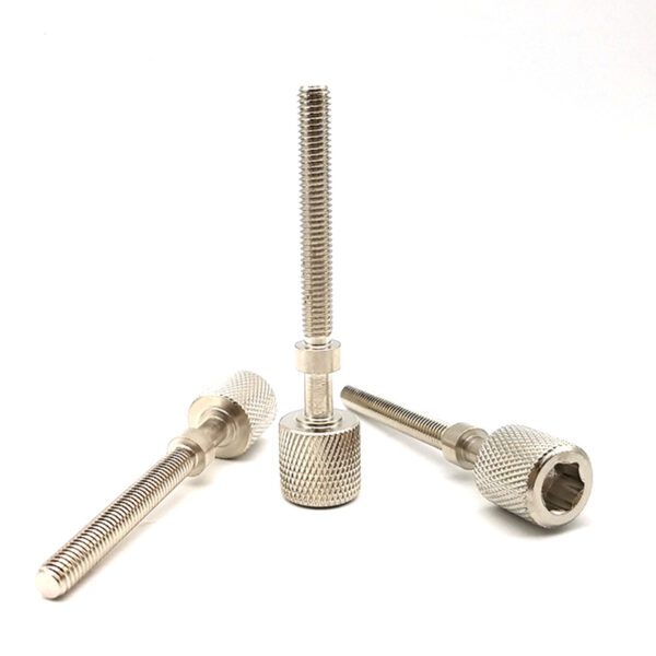 Knurled stainless steel adjustment bolt for industrial applications