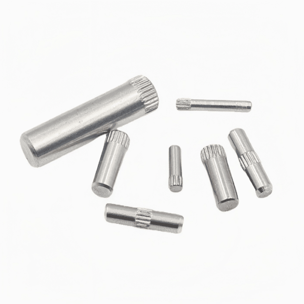 Knurled Dowel Pin made from 304 stainless steel for corrosion resistant precision locating applications