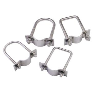 Single Pipe Clamp U Bolts with Nuts and Curved Plate Galvanized Steel Stainless Steel - Hình ảnh 2