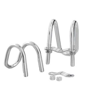 304 Stainless Steel Double U Bolt Cross Buckle Fixed U shaped Pipe Clip - Hình ảnh 2