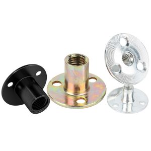 Round Base Three Brad Holes Tee Nut Zinc Plated 3/8 Screw Mount Nuts