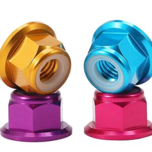 Colorful Aluminum Nylon Lock Nut Color Anodizing Hex Flange Nylon Insert Lock Nut