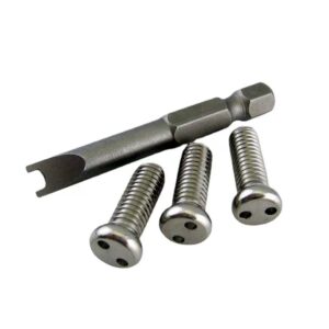 Custom Stainless Steel Snake Eye Screw Anti Theft Reliable Two Holes Pig Nose Screws - Gambar 3