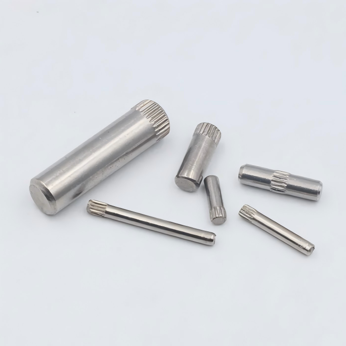 Custom Knurled Dowel Pin with 304 stainless steel for secure press fit assemblies